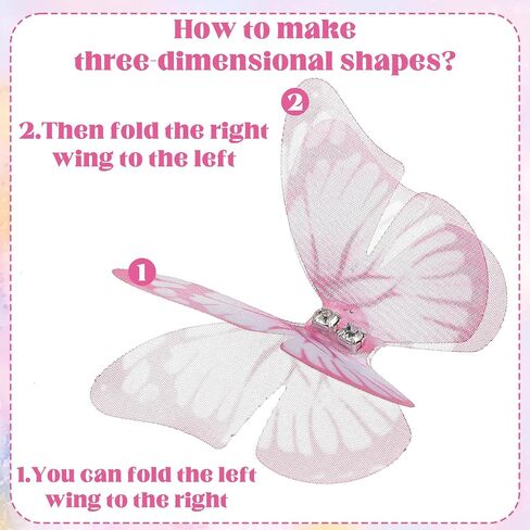 60 Pcs Butterflies for Crafts, 10 Styles Organza Butterfly Colorful 2-Layers Appliques 3D Lace Butterfly for Clothes Sewing Supplies Wedding Bride Dress Clothes Jeans Hat Backpacks in Saudi Arabia