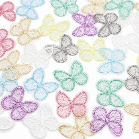 160PCS Butterfly Lace Organza Patches, Butterfly Shaped Embroidered Patch Applique, Colorful Butterflies Sew on Fabric, Patches for Clothes Hair Clip Wedding Bridal Dress DIY Sewing Craft Decoration in Saudi Arabia