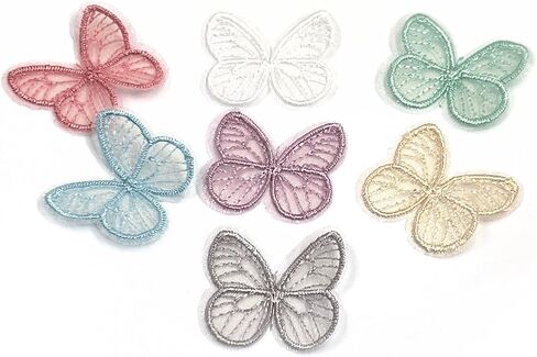 160PCS Butterfly Lace Organza Patches, Butterfly Shaped Embroidered Patch Applique, Colorful Butterflies Sew on Fabric, Patches for Clothes Hair Clip Wedding Bridal Dress DIY Sewing Craft Decoration in Saudi Arabia