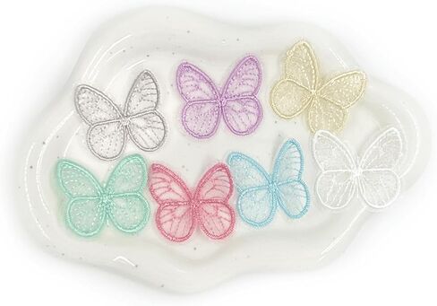160PCS Butterfly Lace Organza Patches, Butterfly Shaped Embroidered Patch Applique, Colorful Butterflies Sew on Fabric, Patches for Clothes Hair Clip Wedding Bridal Dress DIY Sewing Craft Decoration in Saudi Arabia
