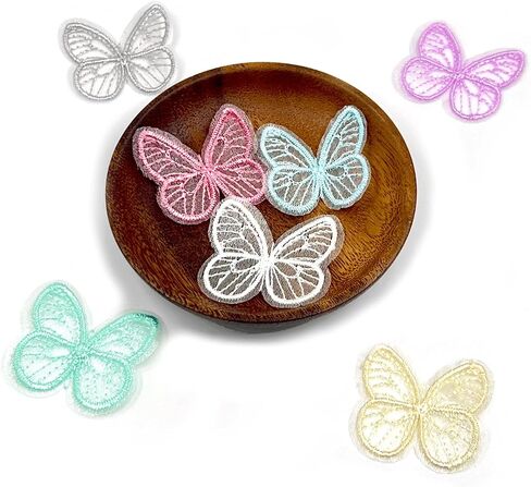160PCS Butterfly Lace Organza Patches, Butterfly Shaped Embroidered Patch Applique, Colorful Butterflies Sew on Fabric, Patches for Clothes Hair Clip Wedding Bridal Dress DIY Sewing Craft Decoration in Saudi Arabia