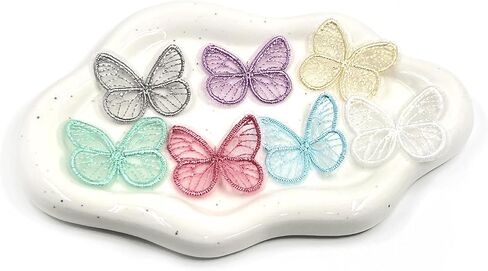 160PCS Butterfly Lace Organza Patches, Butterfly Shaped Embroidered Patch Applique, Colorful Butterflies Sew on Fabric, Patches for Clothes Hair Clip Wedding Bridal Dress DIY Sewing Craft Decoration in Saudi Arabia