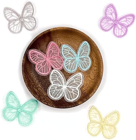 160PCS Butterfly Lace Organza Patches, Butterfly Shaped Embroidered Patch Applique, Colorful Butterflies Sew on Fabric, Patches for Clothes Hair Clip Wedding Bridal Dress DIY Sewing Craft Decoration in Saudi Arabia