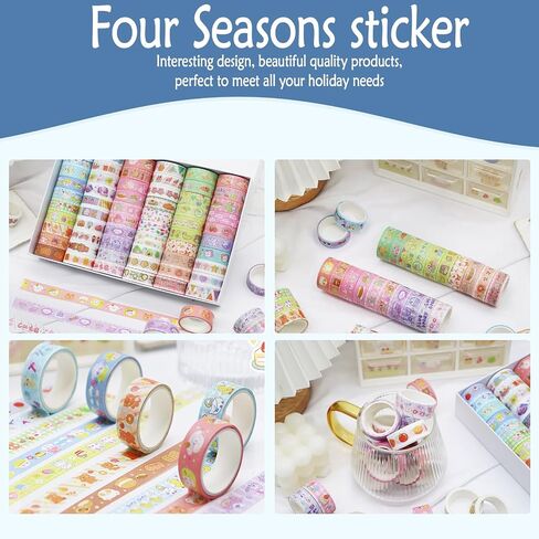 60 Rolls Holiday Washi Tape Set - Tape Tape Decorative ins شريط ملون ، شريط واش in Saudi Arabia