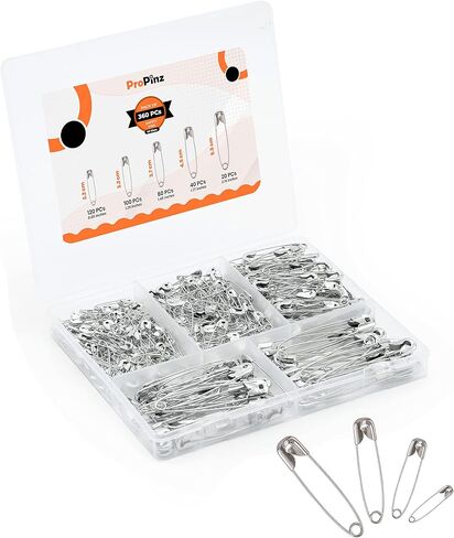 250x Safety Pins Assorted 4-Sizes - Strong Nickel Plated Steel, Rust Resistant - Small Safety Pins for Clothes and Ideal for Art & Crafts, DIY, Pinning, Hemming, Dressmaking, Sewing and More in Saudi Arabia