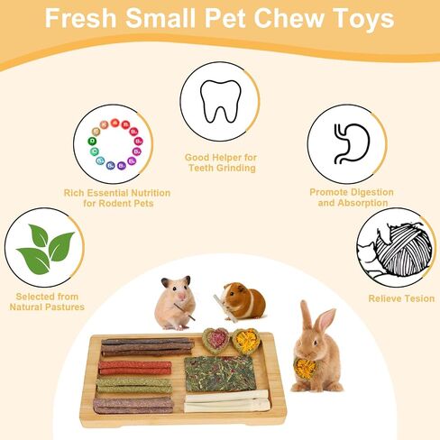 65PCS Rabbit Bunny Guinea Pig Chew Toys Treats, Chinchilla Hamster Chews Toys for Teeth, Timothy Hay Chips Treats Sticks for Rabbit Guinea Pig Chinchilla Hamster Rat in Saudi Arabia