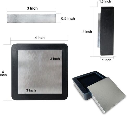 HimaPro 3" Chrome-Plated Steel Bench Block Flat Square Anvil with 4" Rubber Block-A Great Tool for Jewelry Making, Metal Stamping, and DIY Jobs in Saudi Arabia