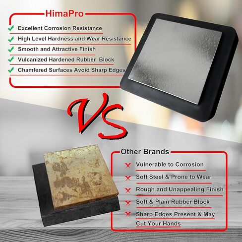 HimaPro 3" Chrome-Plated Steel Bench Block Flat Square Anvil with 4" Rubber Block-A Great Tool for Jewelry Making, Metal Stamping, and DIY Jobs in Saudi Arabia