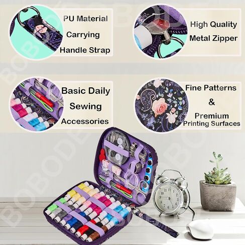 Bobode Printing Sewing Kit with Needle and Thread Set,Floral Pattern Travel Sewing Kit,Professional Basic Sewing Supplies for Adults,Arts & Crafts DIY, Emergency and Home Beginners in Saudi Arabia