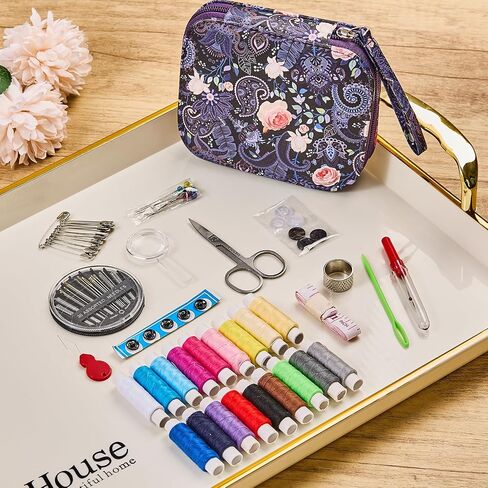 Bobode Printing Sewing Kit with Needle and Thread Set,Floral Pattern Travel Sewing Kit,Professional Basic Sewing Supplies for Adults,Arts & Crafts DIY, Emergency and Home Beginners in Saudi Arabia