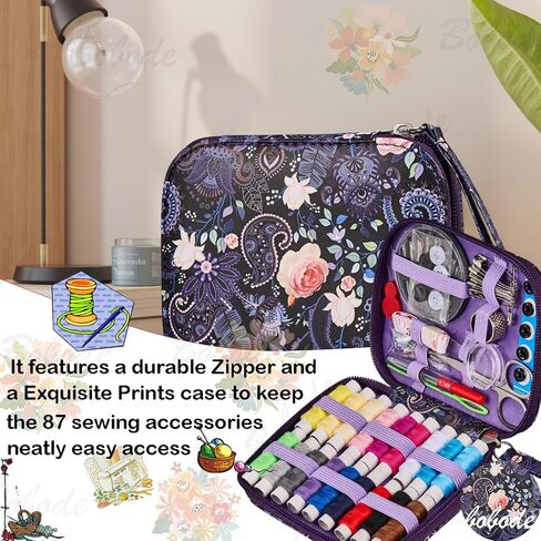 Bobode Printing Sewing Kit with Needle and Thread Set,Floral Pattern Travel Sewing Kit,Professional Basic Sewing Supplies for Adults,Arts & Crafts DIY, Emergency and Home Beginners in Saudi Arabia