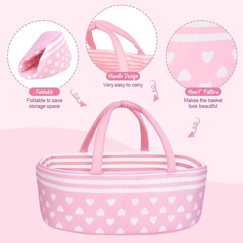 Aori Reborn Baby Baby Dolls Bassinet - دمية قابلة للطي سرير سرير سرير ناعم ملحقات حامل دمية مع مقبض من 17 إلى 22 بوصة in Kuwait