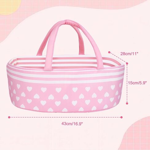 Aori Reborn Baby Baby Dolls Bassinet - دمية قابلة للطي سرير سرير سرير ناعم ملحقات حامل دمية مع مقبض من 17 إلى 22 بوصة in Kuwait