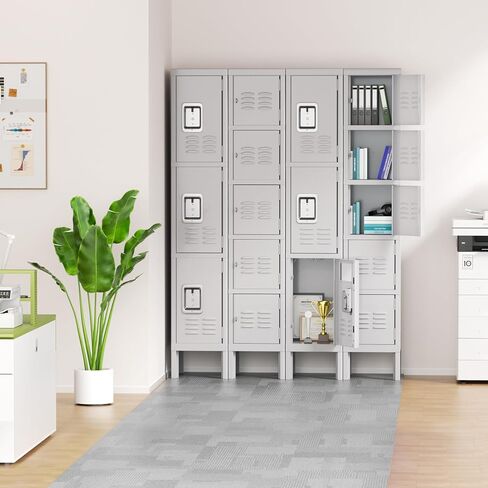 Pataku Lockers for Employees, Grey Lockers with Lockable Doors, Sports Locker with 5 Doors, Metal Locker for Office, 5 Tier Storage Locker Cabinet for Bedroom, Gym, School, Home in Saudi Arabia