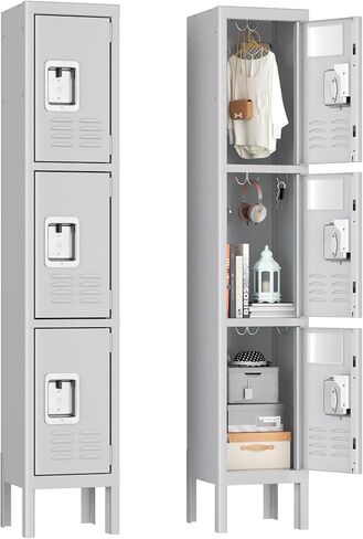 Pataku Lockers for Employees, Grey Lockers with Lockable Doors, Sports Locker with 5 Doors, Metal Locker for Office, 5 Tier Storage Locker Cabinet for Bedroom, Gym, School, Home in Saudi Arabia