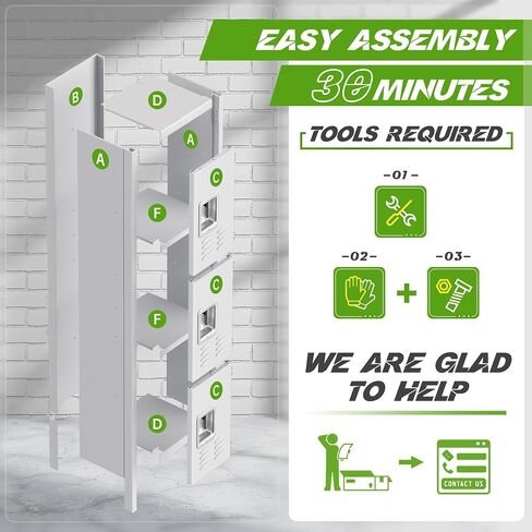 Pataku Lockers for Employees, Grey Lockers with Lockable Doors, Sports Locker with 5 Doors, Metal Locker for Office, 5 Tier Storage Locker Cabinet for Bedroom, Gym, School, Home in Saudi Arabia