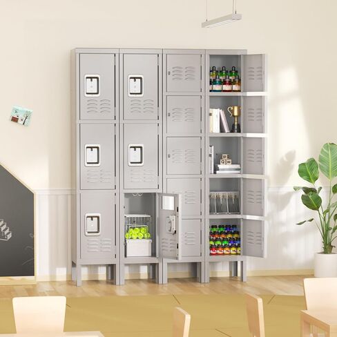 Pataku Lockers for Employees, Grey Lockers with Lockable Doors, Sports Locker with 5 Doors, Metal Locker for Office, 5 Tier Storage Locker Cabinet for Bedroom, Gym, School, Home in Saudi Arabia