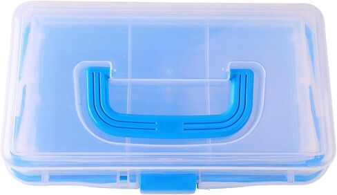 Three Layer Storage Box Plastic Folding Tool Box Portable Handled Multipurpose Organizer for Art Craft Cosmetic Accessories Durable PP Material Large Capacity Translucent Design (Red) (Sky Blue) in Saudi Arabia