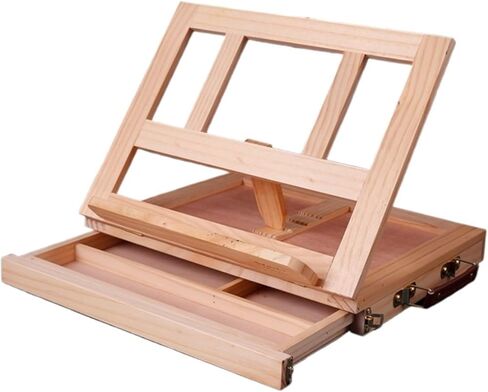 Desktop Drawing Easel Wood Tabletop Easel Storage Box Four-Position Adjustment Folding Sketching Board Store Organize Art Paint Markers in Saudi Arabia