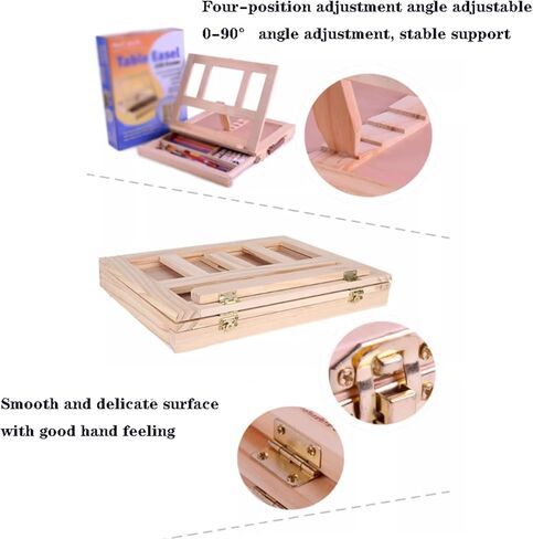 Desktop Drawing Easel Wood Tabletop Easel Storage Box Four-Position Adjustment Folding Sketching Board Store Organize Art Paint Markers in Saudi Arabia