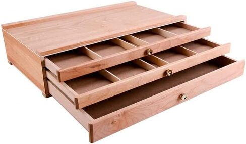 Drawing Table Portable Desktop Art Supply Wooden Storage Box,Case Easel with 3 Drawers, Pencil Sketch Tool Box,Artist Organiser for Storage of Colours Pastel Pens Pencils in Saudi Arabia