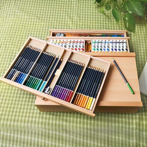 Drawing Table Portable Desktop Art Supply Wooden Storage Box,Case Easel with 3 Drawers, Pencil Sketch Tool Box,Artist Organiser for Storage of Colours Pastel Pens Pencils in Saudi Arabia