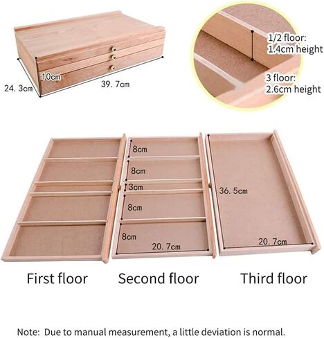 Drawing Table Portable Desktop Art Supply Wooden Storage Box,Case Easel with 3 Drawers, Pencil Sketch Tool Box,Artist Organiser for Storage of Colours Pastel Pens Pencils in Saudi Arabia
