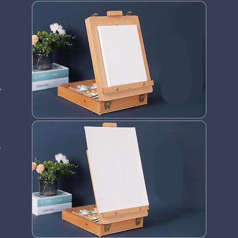 Adjustable Tabletop Easel Storage Box Portable Wooden Artist Desktop Storage Case Painting Easel Box for Student Beginners Artists in Saudi Arabia