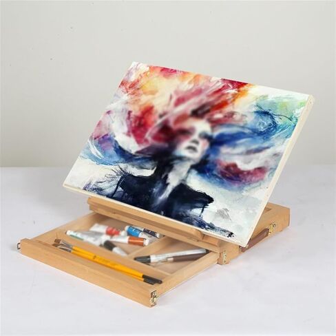 Folding Sketching Board Wood Tabletop Easel Storage Box Adjustable Desktop Drawing Easel for Beginners and Professionals in Saudi Arabia
