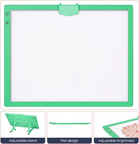 iVyne Rechargeable A3 Light Pad for Diamond Painting - LED Light Board for Weeding & Tracing - Diamond Art Light Pad - Ultra-Thin & Portable - Perfect for Artists & Crafters - Green in Kuwait
