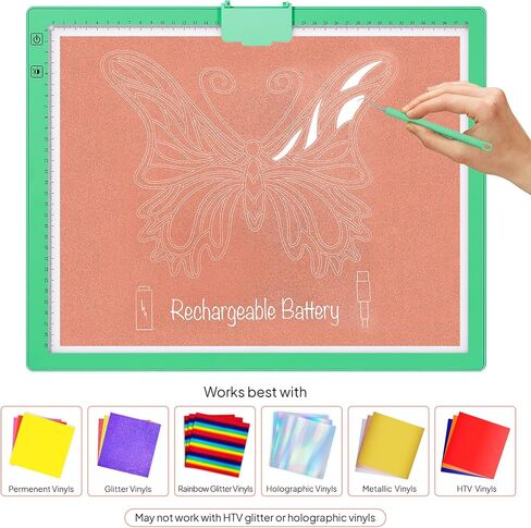iVyne Rechargeable A3 Light Pad for Diamond Painting - LED Light Board for Weeding & Tracing - Diamond Art Light Pad - Ultra-Thin & Portable - Perfect for Artists & Crafters - Green in Kuwait