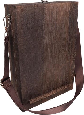 ASIXXSIX Writers Messenger Wood Box ، حقيبة Postman Wooden Crossbody ، حقيبة خشبية ، حقيبة تخزين للأداة الخشبية. in Saudi Arabia