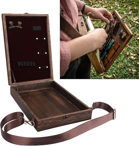 ASIXXSIX Writers Messenger Wood Box ، حقيبة Postman Wooden Crossbody ، حقيبة خشبية ، حقيبة تخزين للأداة الخشبية. in Saudi Arabia