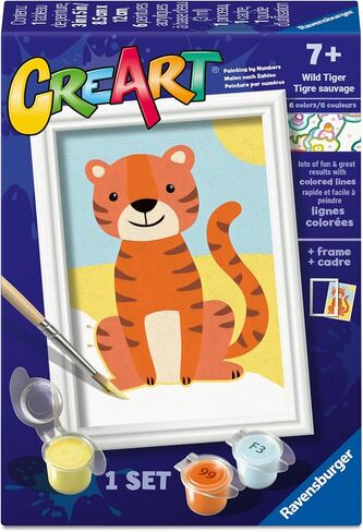 Ravensburger - Wild Tiger Crart Paint by Numbers Kit | المرح والفنون السهل DIY للأطفال الذين يبلغون من العمر 7 سنوات | فكرة هدية إبداعية لأعياد الميلاد والأعياد in Kuwait
