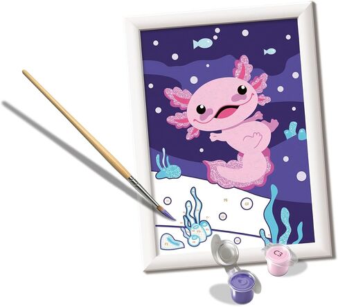 Ravensburger - Axolotl Crart Paint by Numbers Kit | المرح والفنون السهل DIY للأطفال الذين يبلغون من العمر 7 سنوات | فكرة هدية إبداعية لأعياد الميلاد والأعياد in Kuwait