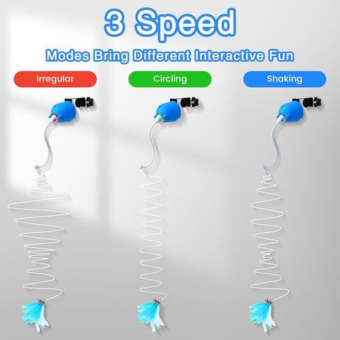 Cat Toys Interactive for Indoor Cats, Rechargeable Toy Hanging Door Electric with 4pcs Feathers Toys for Bored Kittens (Blue) in Saudi Arabia