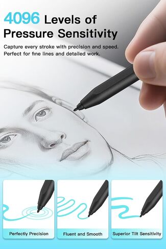 القلم المتطرف للغاية-EMR Digital Pen لكاتب 2 & Kindle الرائع ، 4096 مستويات الضغط ، دعم الميل ، رفض النخيل ، نصائح متينة ، مرفق مغناطيسي ، 0.01 ملم ممحاة الدقة 0.01 ملم in Saudi Arabia
