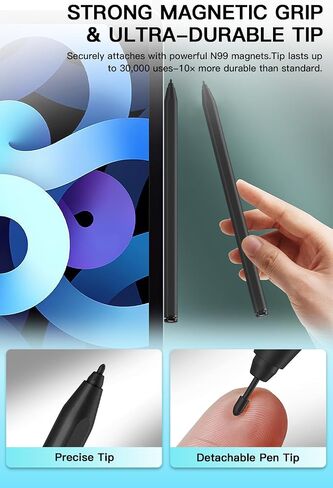 القلم المتطرف للغاية-EMR Digital Pen لكاتب 2 & Kindle الرائع ، 4096 مستويات الضغط ، دعم الميل ، رفض النخيل ، نصائح متينة ، مرفق مغناطيسي ، 0.01 ملم ممحاة الدقة 0.01 ملم in Saudi Arabia