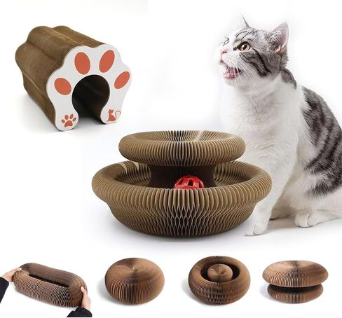 Kitty Kurlz Cat Scratfer Board ، لعبة Kitty Curlz Cat ، مصنوعة من الورق المقوى القابل لإعادة التدوير ، مقاومة للخدش ومقاومة للتآكل ، قابلة للطي in Saudi Arabia