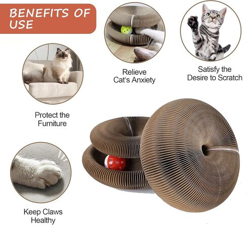 Kitty Kurlz Cat Scratfer Board ، لعبة Kitty Curlz Cat ، مصنوعة من الورق المقوى القابل لإعادة التدوير ، مقاومة للخدش ومقاومة للتآكل ، قابلة للطي in Saudi Arabia