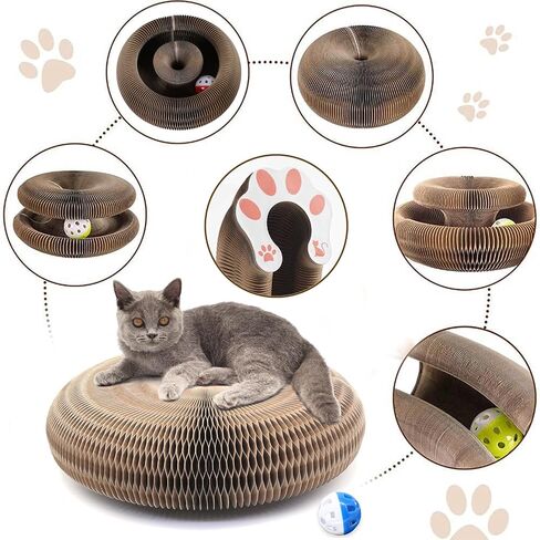 Kitty Kurlz Cat Scratfer Board ، لعبة Kitty Curlz Cat ، مصنوعة من الورق المقوى القابل لإعادة التدوير ، مقاومة للخدش ومقاومة للتآكل ، قابلة للطي in Saudi Arabia