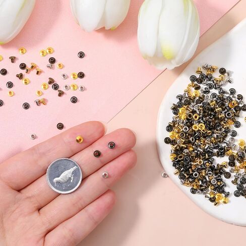 400 Pcs Tiny Eyelet and Grommets Kit 4 Colors 1.5mm Hole Self Backing Eyelet Metal Mini Eyelets for DIY Crafting Bead Cores Clothes Leather Canvas in Kuwait
