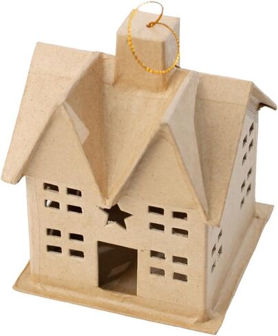 Factory Direct Craft Pack of 3 Paper Mache House Boxes - Cardboard Papier Mache DIY Gift Boxes Craft and Christmas Village Displays (Size: 4-1/4" H x 4" W) in Kuwait