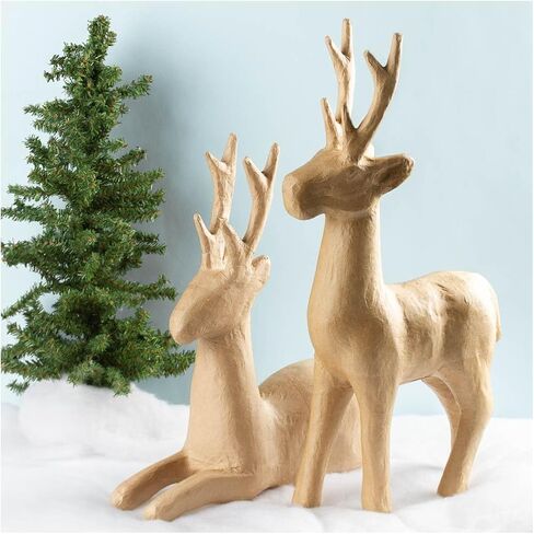 Unfinished Paper Mache Deer Head by Factory Direct Craft - Premade Reindeer Sculptures for Christmas Decorations and Holiday Crafting (16 inches High) in Saudi Arabia