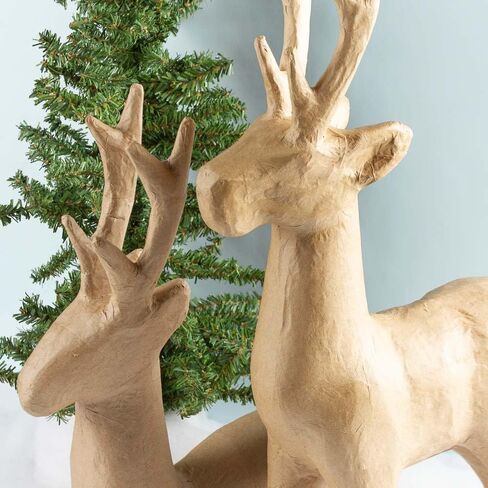 Unfinished Paper Mache Deer Head by Factory Direct Craft - Premade Reindeer Sculptures for Christmas Decorations and Holiday Crafting (16 inches High) in Saudi Arabia