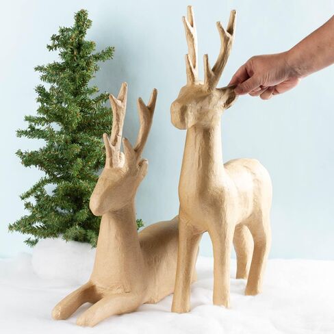 Unfinished Paper Mache Deer Head by Factory Direct Craft - Premade Reindeer Sculptures for Christmas Decorations and Holiday Crafting (16 inches High) in Saudi Arabia