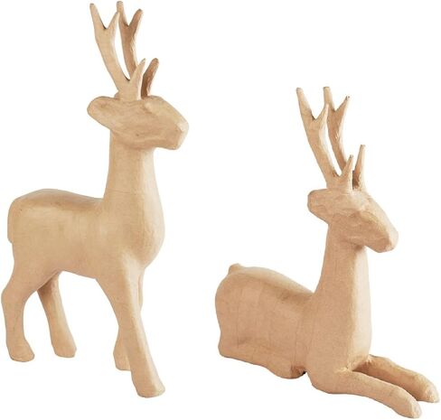 Unfinished Paper Mache Deer Head by Factory Direct Craft - Premade Reindeer Sculptures for Christmas Decorations and Holiday Crafting (16 inches High) in Saudi Arabia