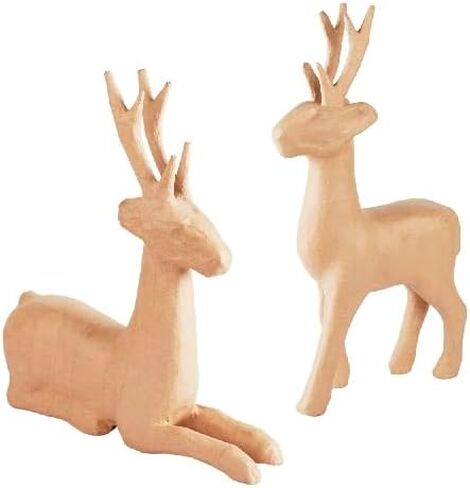 Unfinished Paper Mache Deer Head by Factory Direct Craft - Premade Reindeer Sculptures for Christmas Decorations and Holiday Crafting (16 inches High) in Saudi Arabia