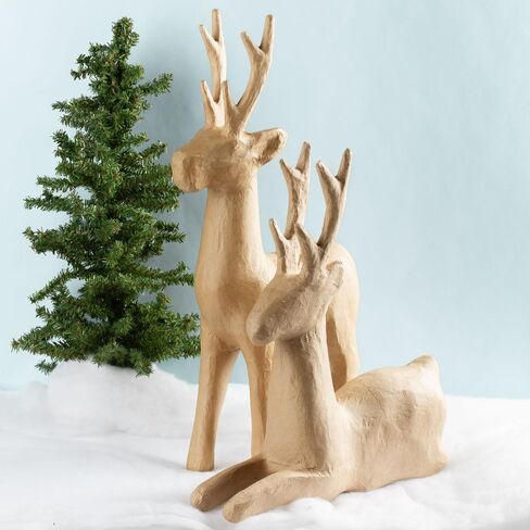 Unfinished Paper Mache Deer Head by Factory Direct Craft - Premade Reindeer Sculptures for Christmas Decorations and Holiday Crafting (16 inches High) in Saudi Arabia