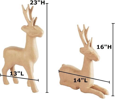 Unfinished Paper Mache Deer Head by Factory Direct Craft - Premade Reindeer Sculptures for Christmas Decorations and Holiday Crafting (16 inches High) in Saudi Arabia
